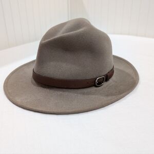 Bailey Briar Wool Fedora Hat Grey Taupe Brown Leather Cowboy Western